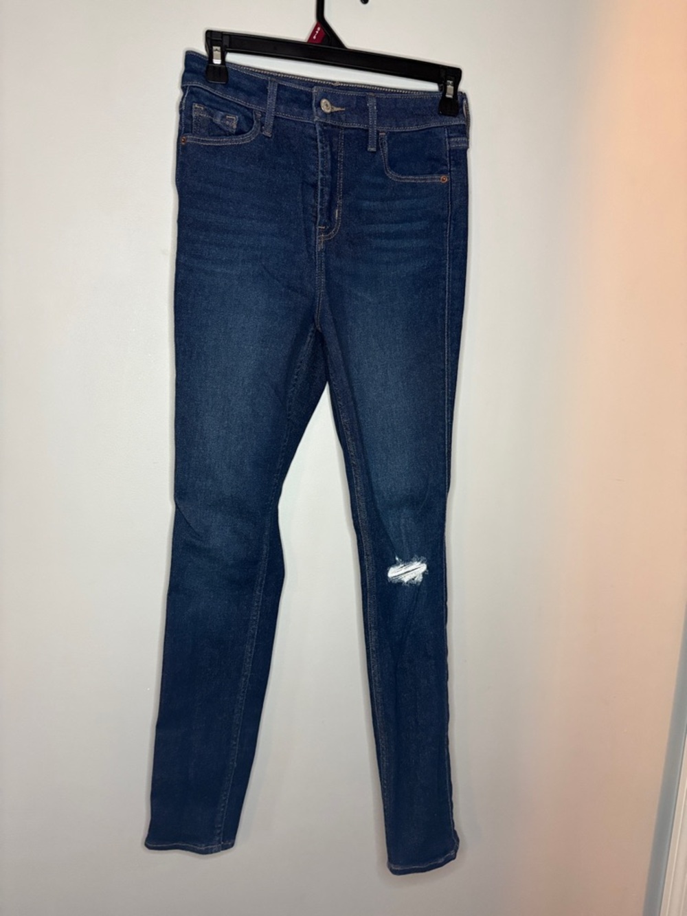Old Navy Women's Dark Indigo Skinny Jeans with Knee Distress